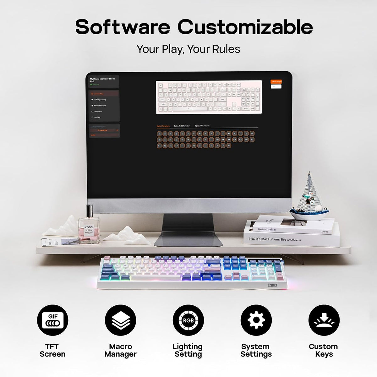 EPOMAKER TH108 PRO Full Size Mechanical Keyboard with Screen & Knob