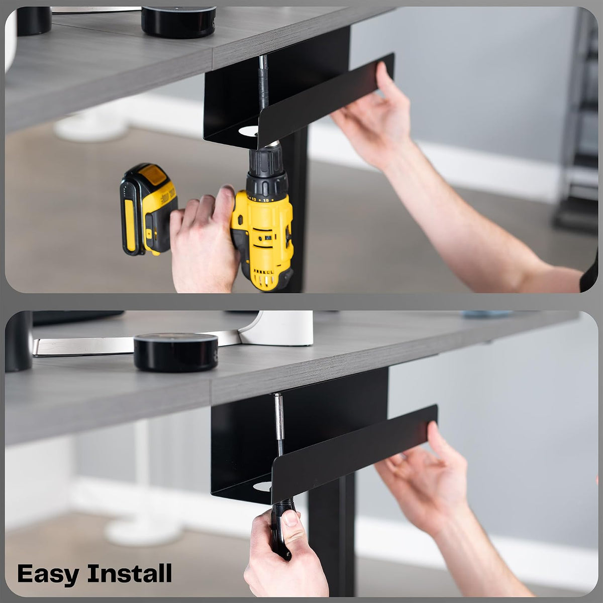 VIVO 2 Pack Black 17 in Under Desk Cable Management Tray, DESK-AC06-2C