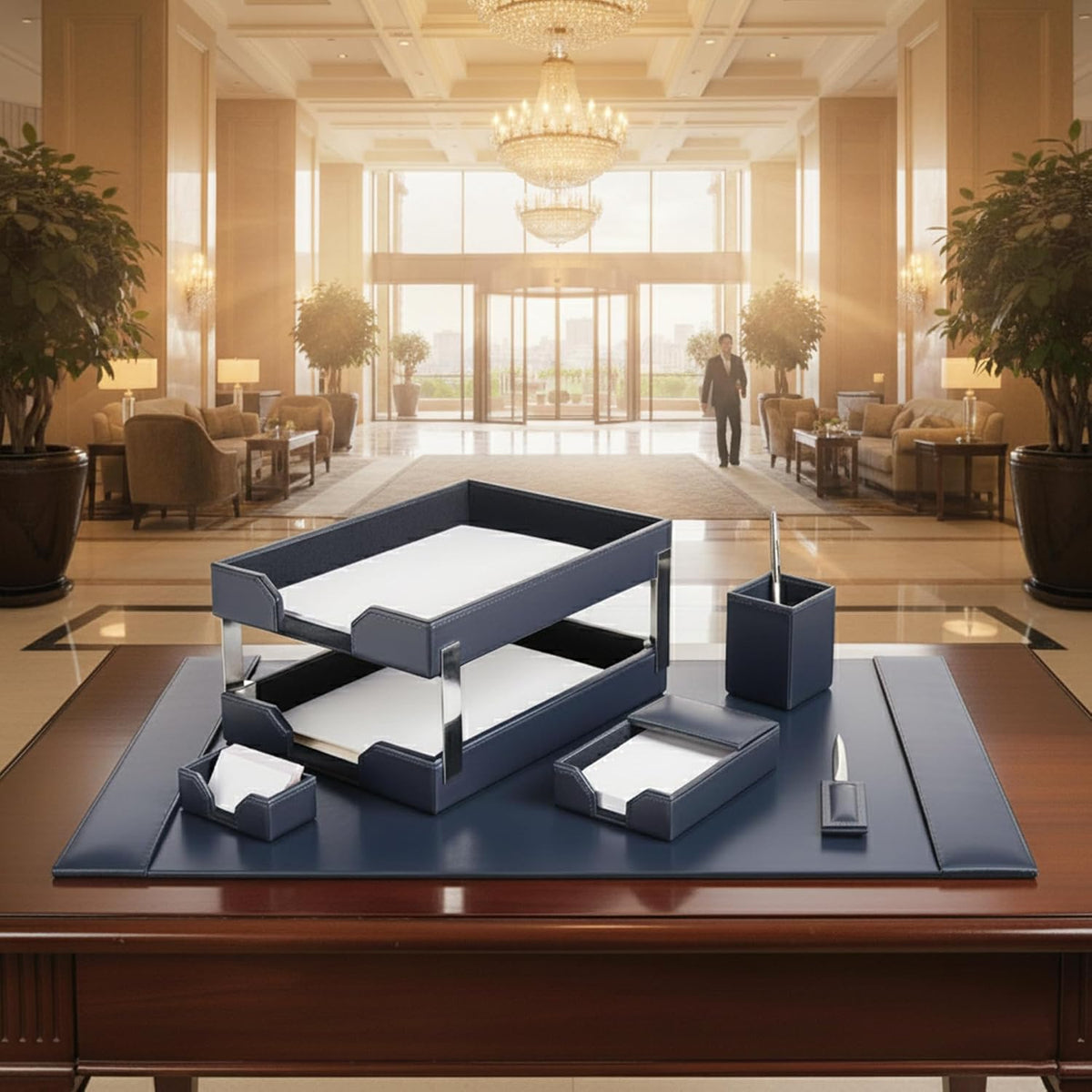 DACASSO Bonded Leather Desk Set - Luxury Leather Desk Pad & Desk Organiza...