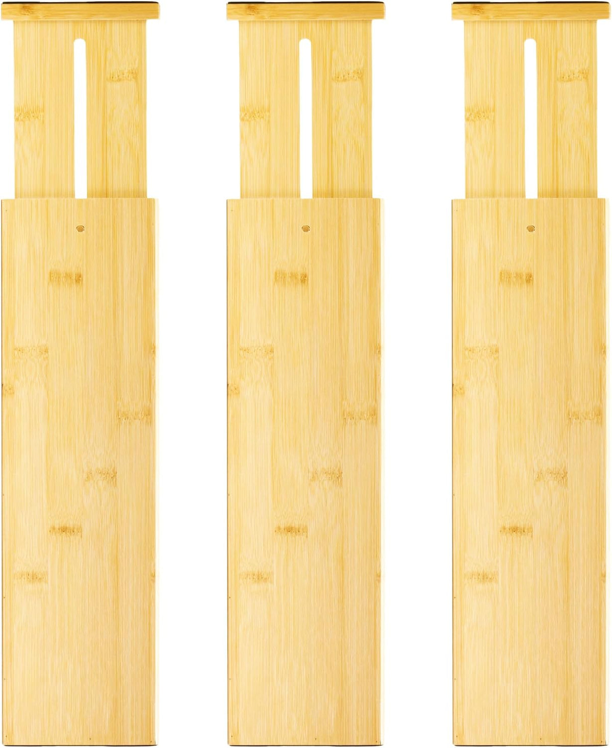 VaeFae 3 Pack Bamboo Drawer Dividers, 4" High Adjustable 16.6" - 21...