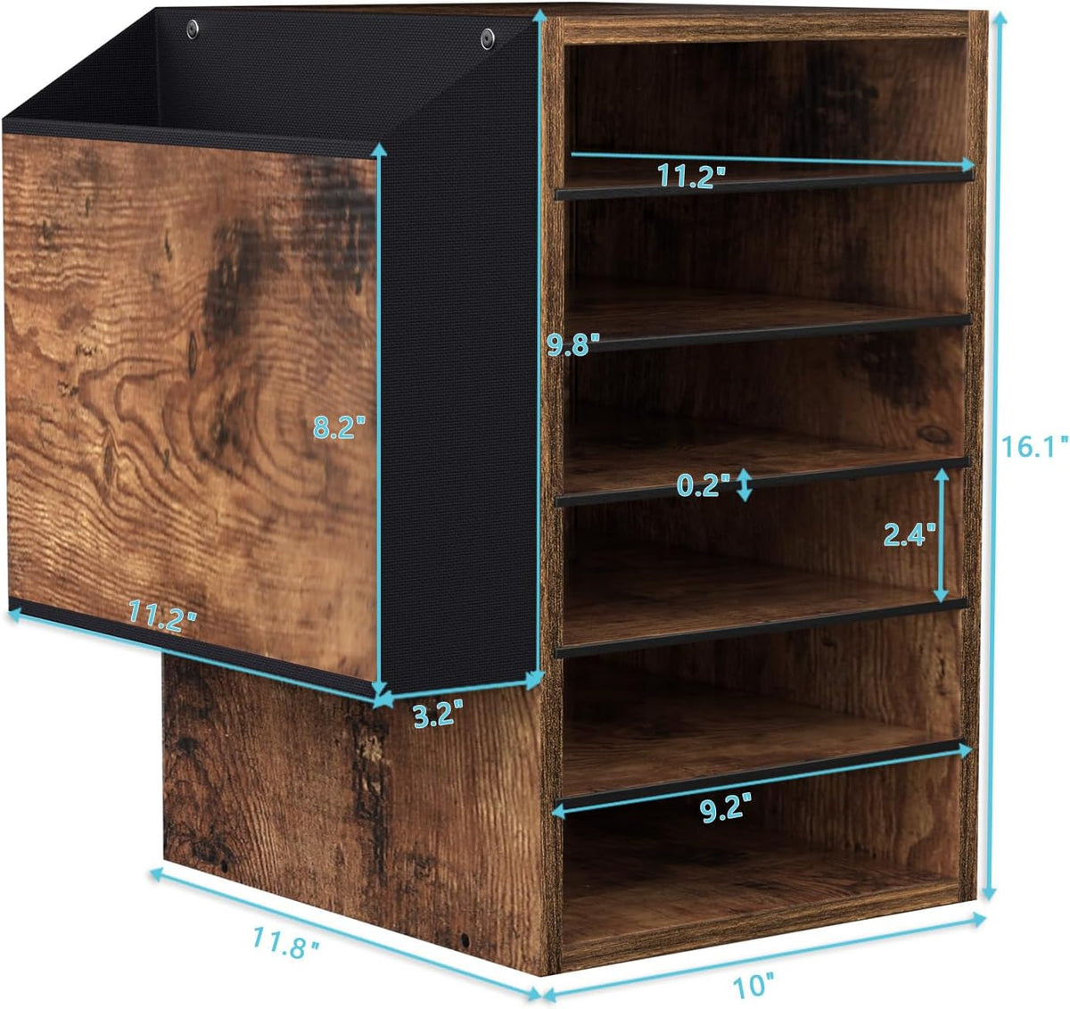 Unionly 6 Tier Adjustable Mail Sorter,Wood Paper Organizer for Class,Office