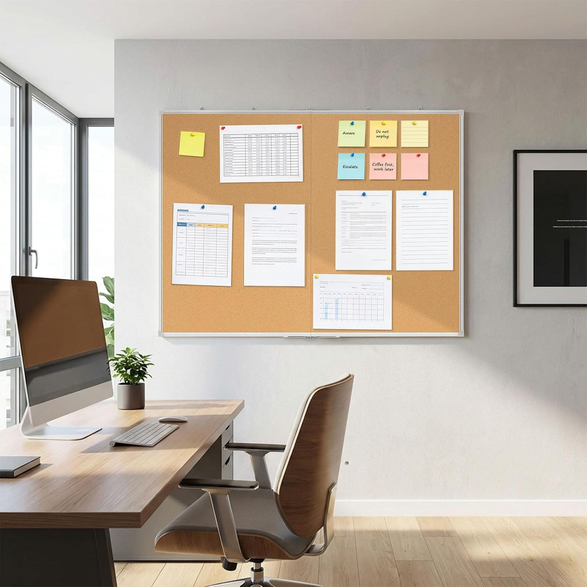 Double-Sided Large Foldable Cork Board, 48" x 36"