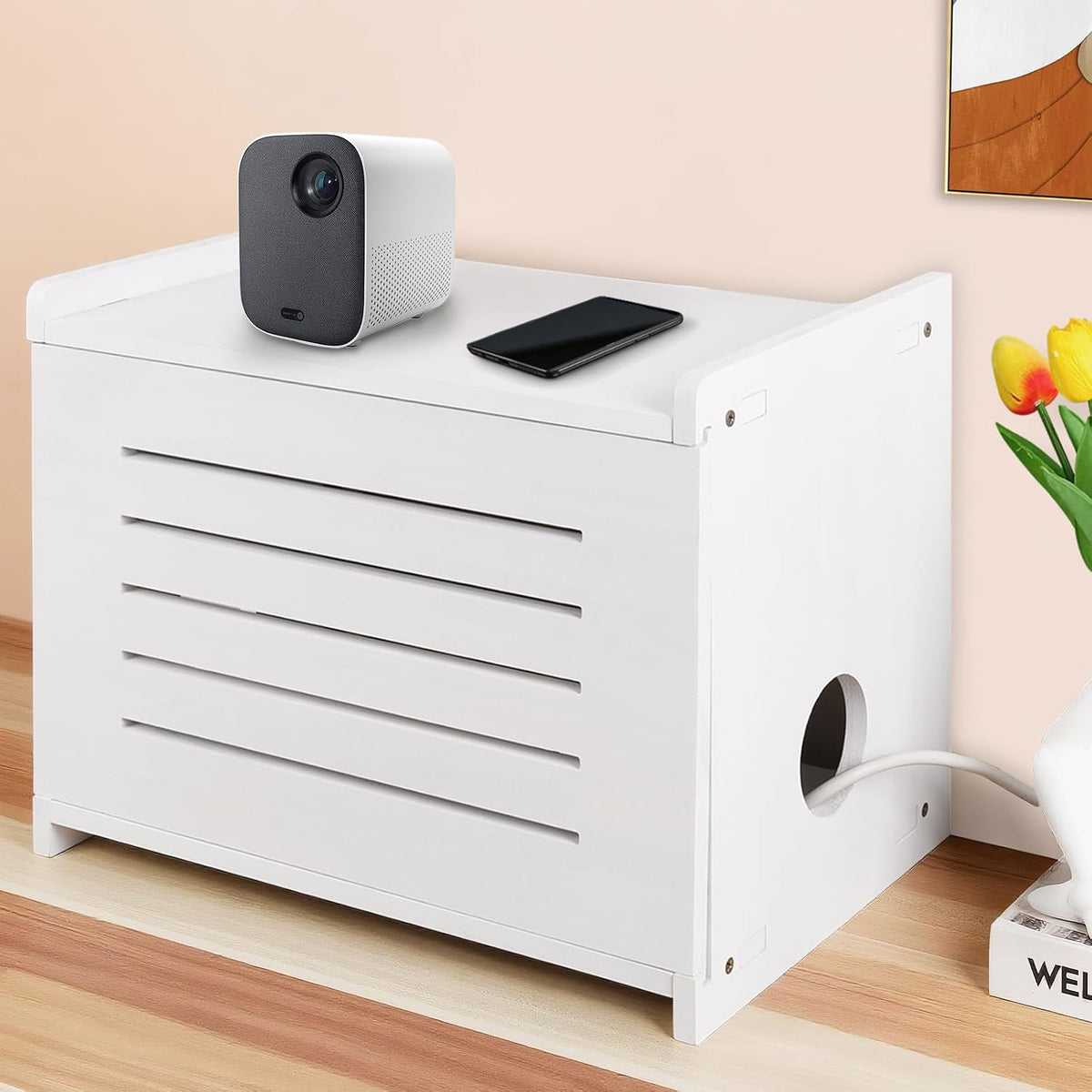 Wood Router Shelf Projector Shelf Projector Stand Router Storage Box Modem Ca...