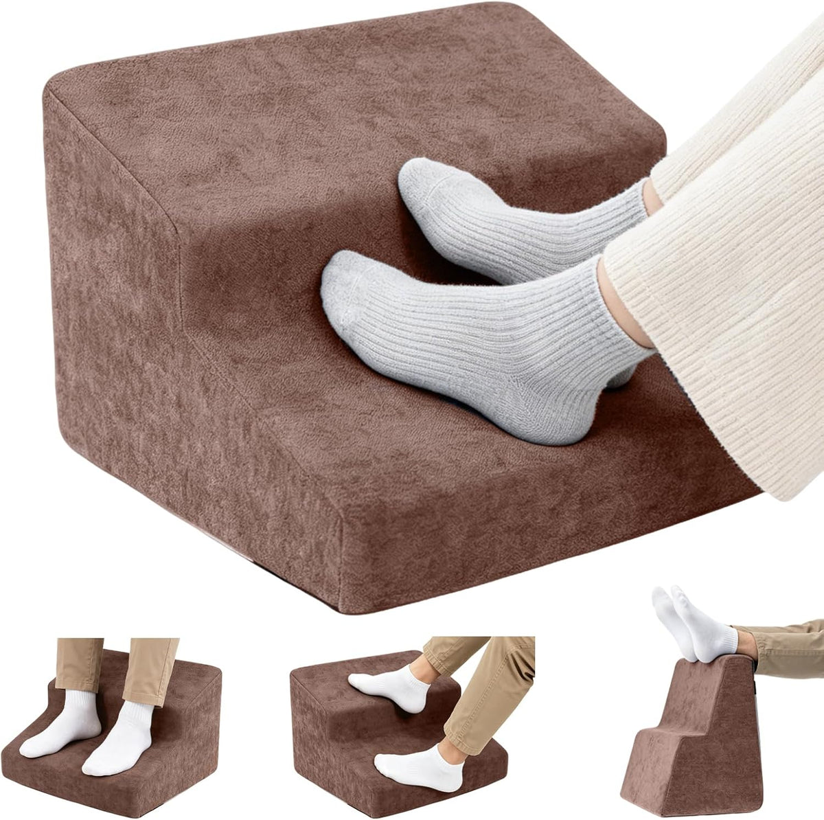 Foot Rest for Under Desk at Work, Ergonomic 2-Height Sponge Foot Stool for Of...