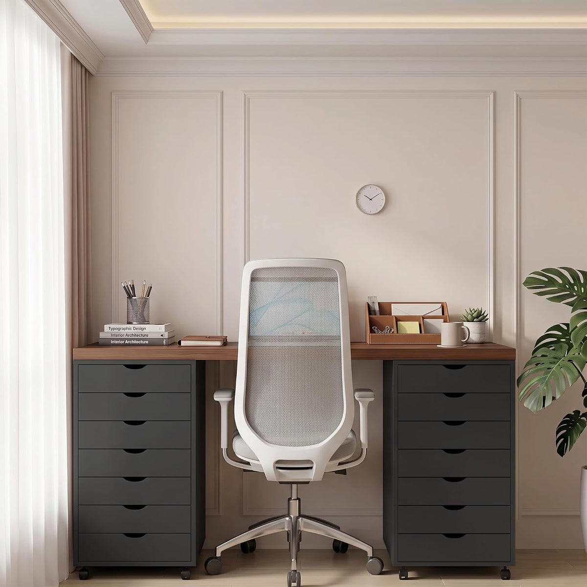 7 Drawer File Cabinet, Storage Drawers with Wheels for Home Office
