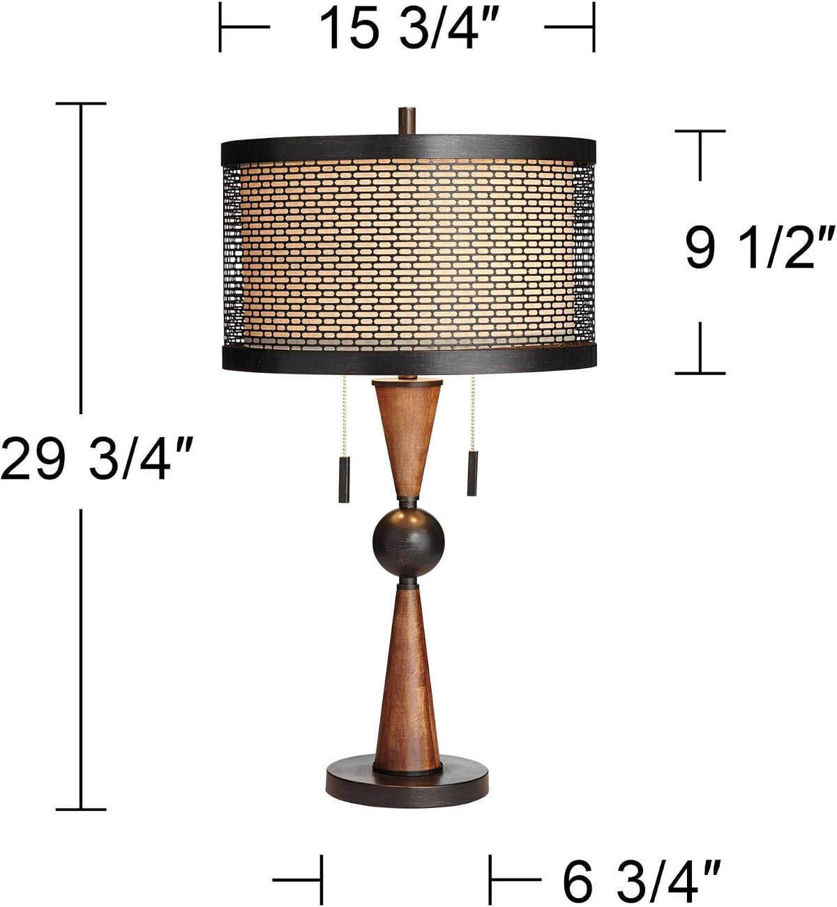 Hunter 29 3/4" Tall Table Lamp Bronze Brown Cherry Wood Modern