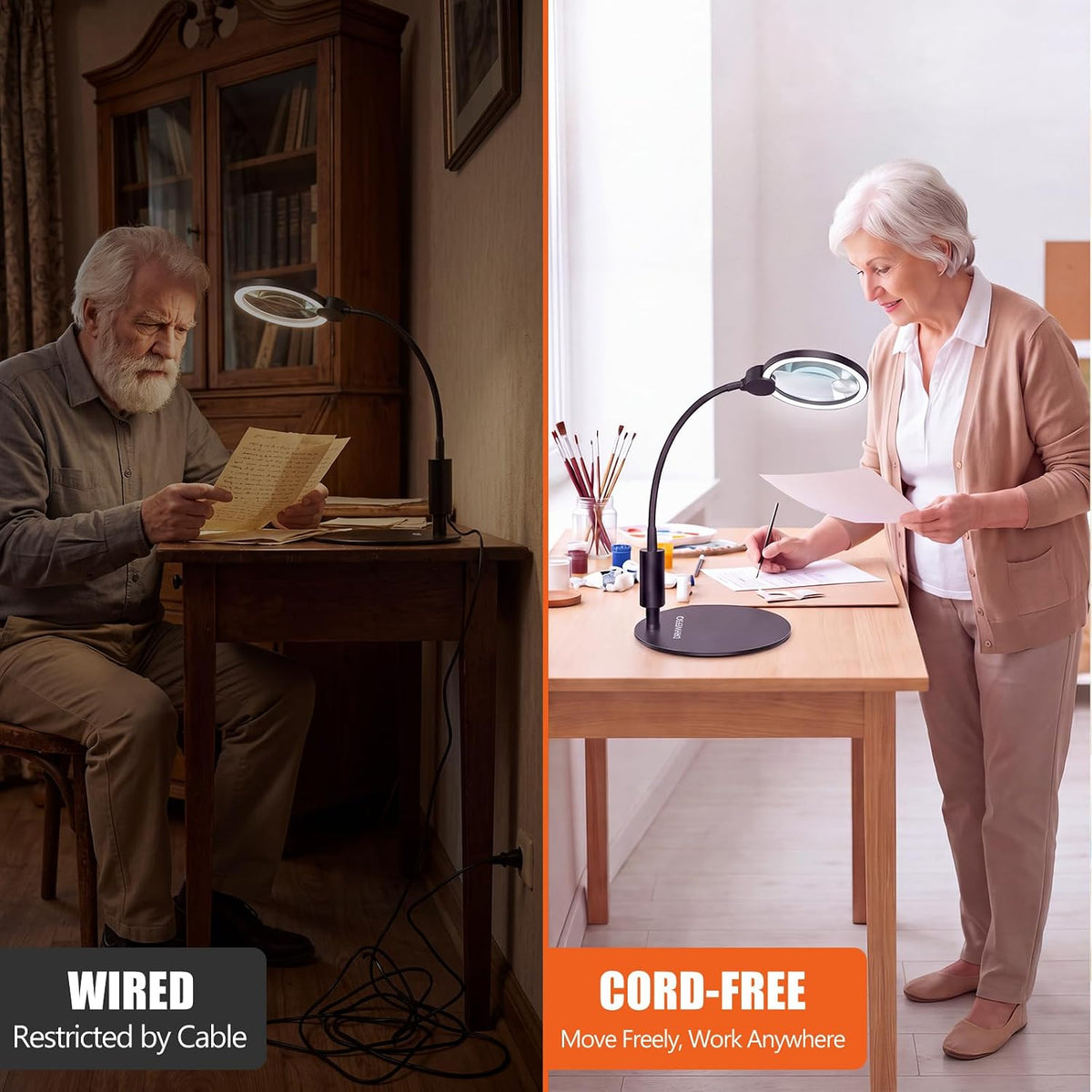 10X 30X Large Magnifying Glass with Light and Stand, 3 Color Mode