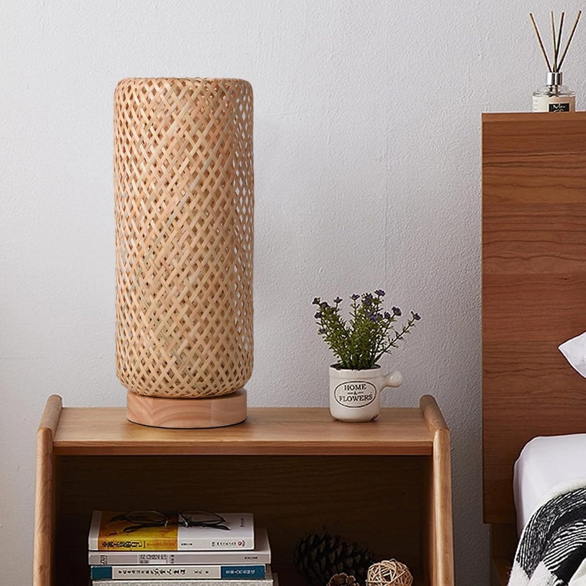 Arturesthome Bamboo Table Lamps with Shade, Rustic Farmhouse Boho Coastal Des...