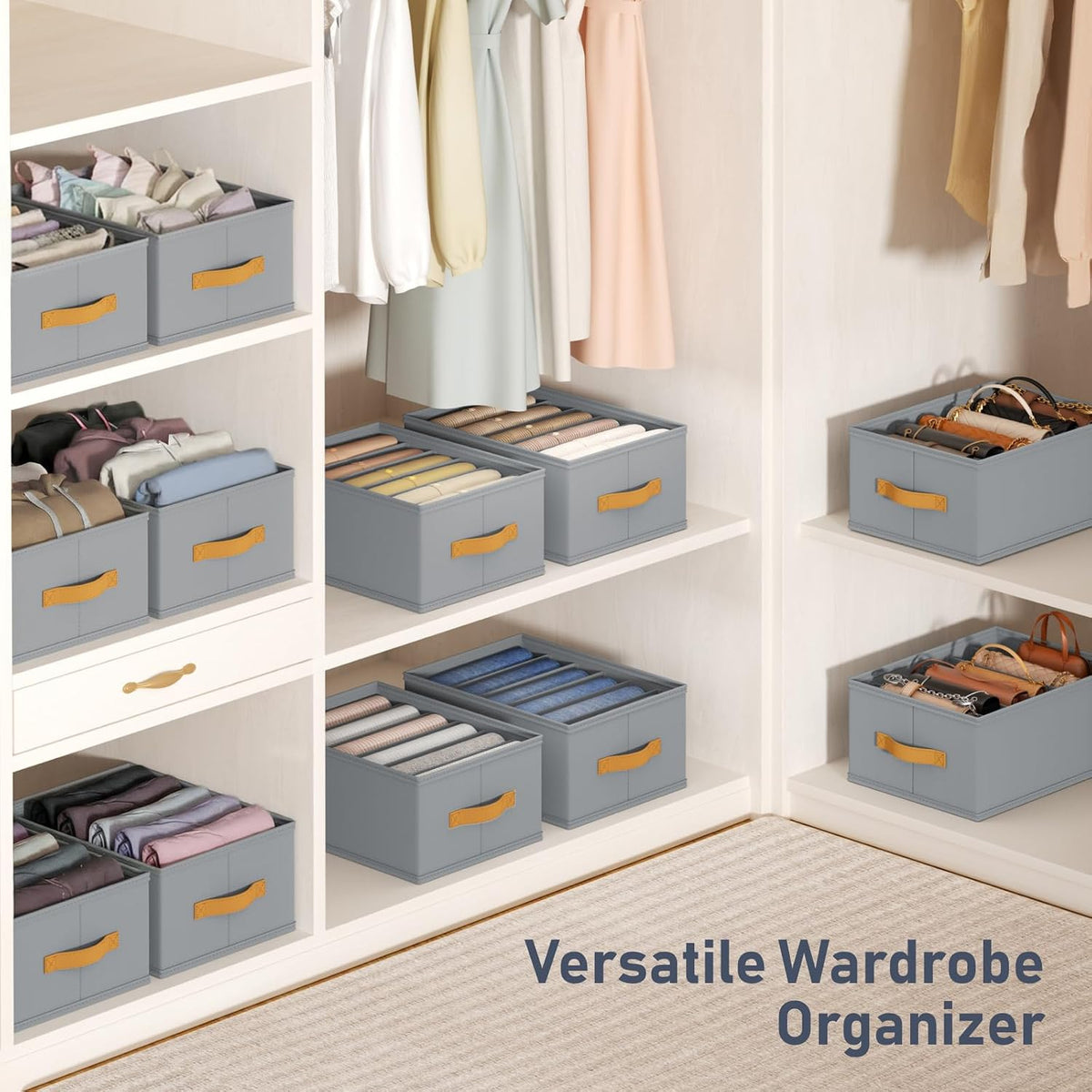 DIMJ Wardrobe Clothes Organizer - Foldable Closet Drawer Organizer Dividers f...