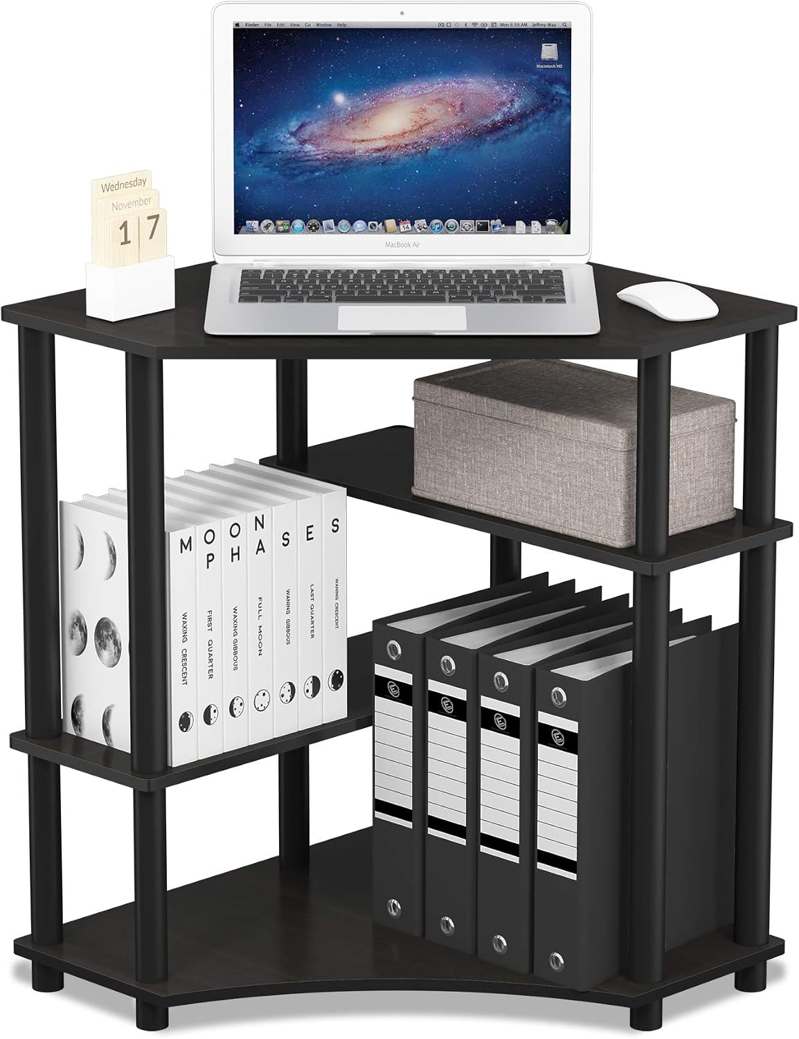 Furinno Turn-N-Tube Toolless Corner Baker Racks, Gaming Desk, Espresso