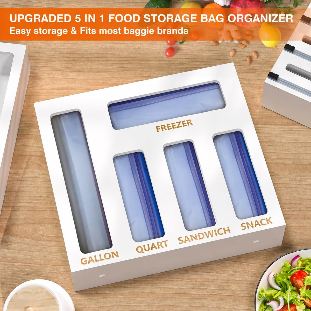 DALSHABET 9 IN1 Bamboo Storage Bag Drawer Organizer with Cutter, Foil and Pla...
