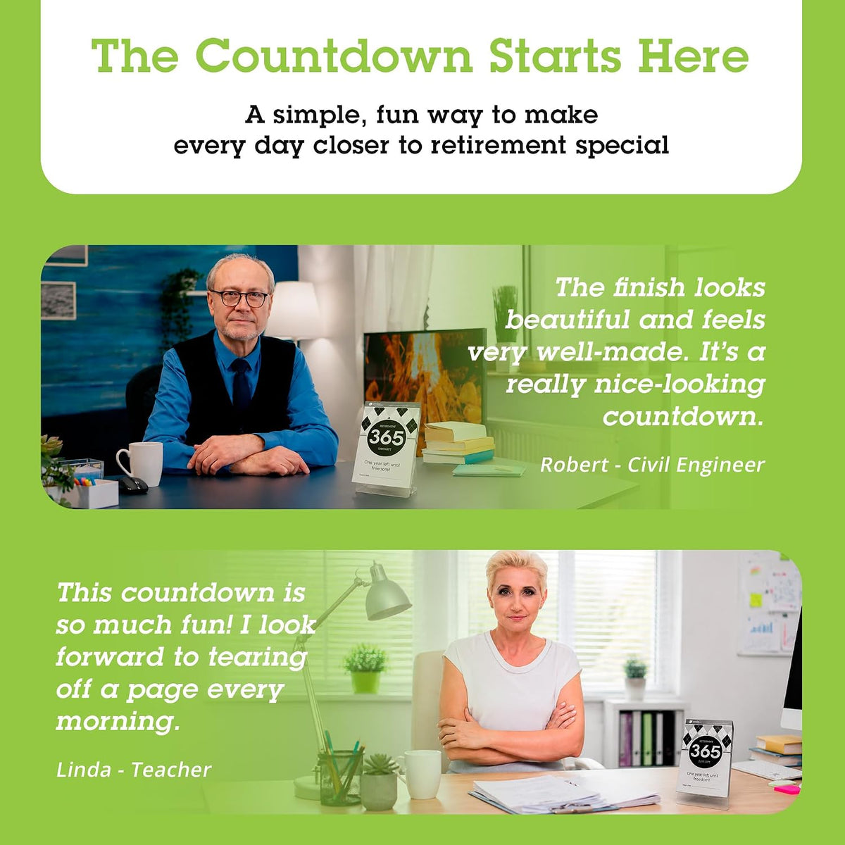 Retirement Count Down Calendar - 5.75"x3.75" - Black and White Tear...