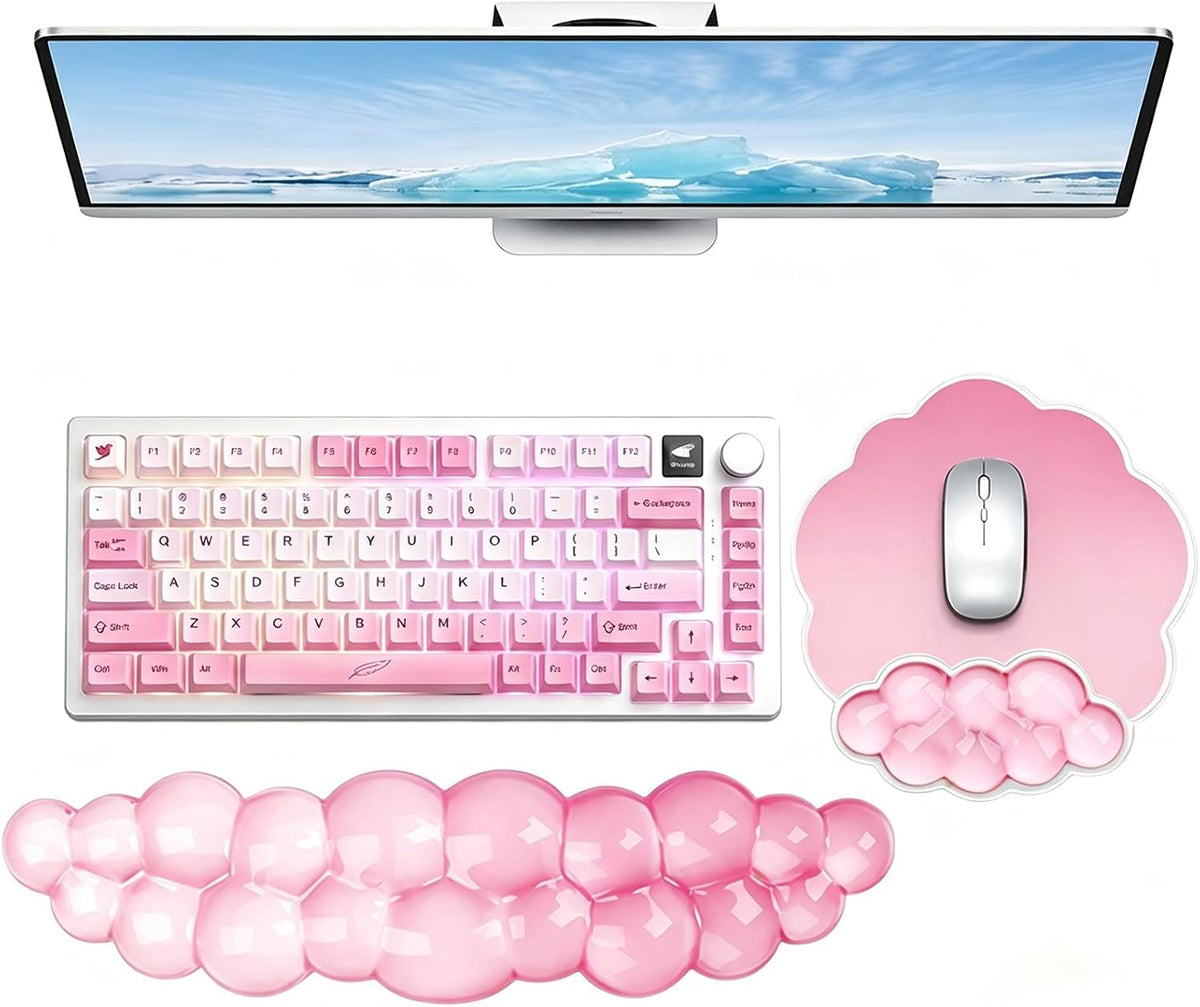 Gel Wrist Rest and Cloud Mouse Pad, for Keyboards and Mice - Ergonomic Pink K...