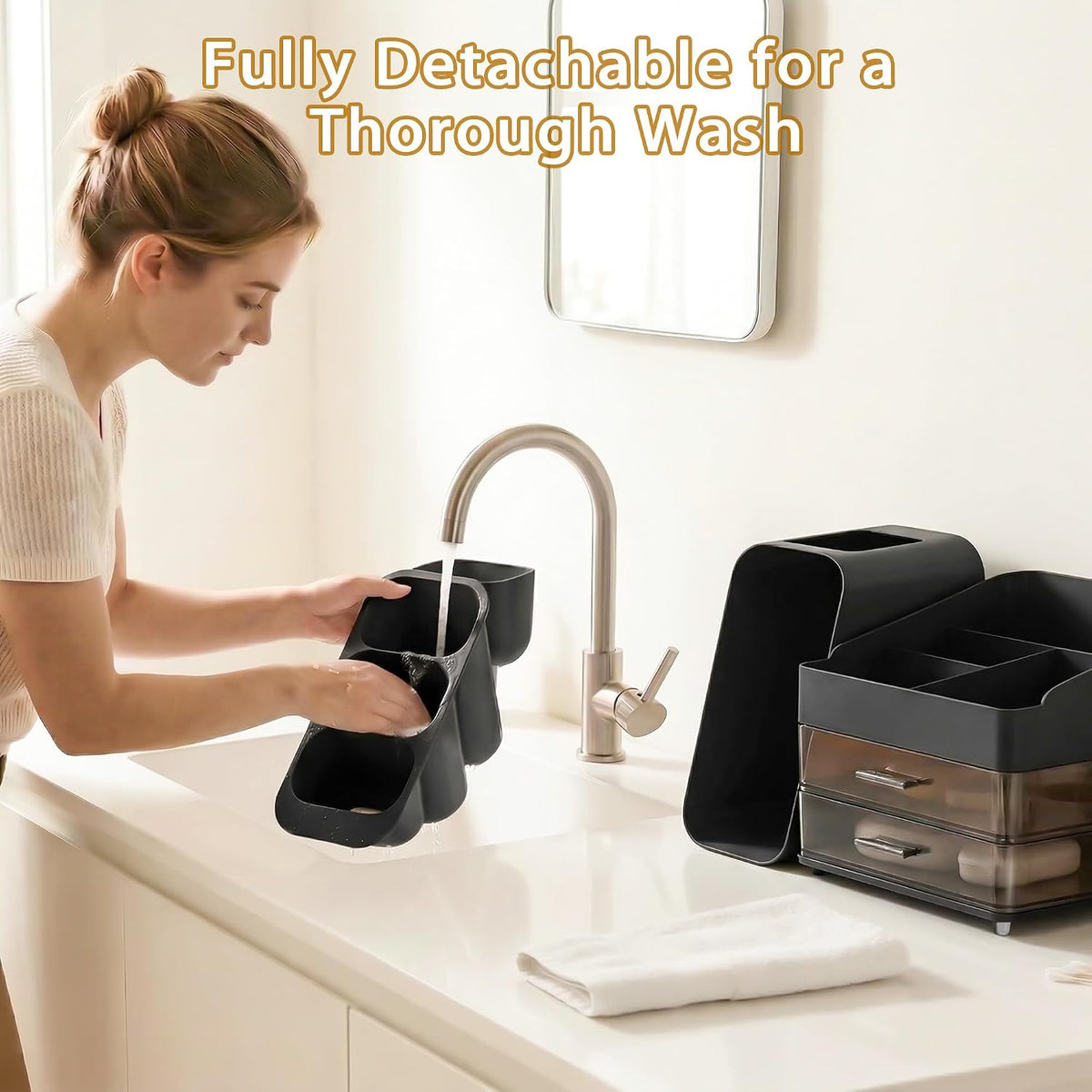 Large Capacity Makeup Organizer Countertop with Makeup Brush Holder for Vanit...