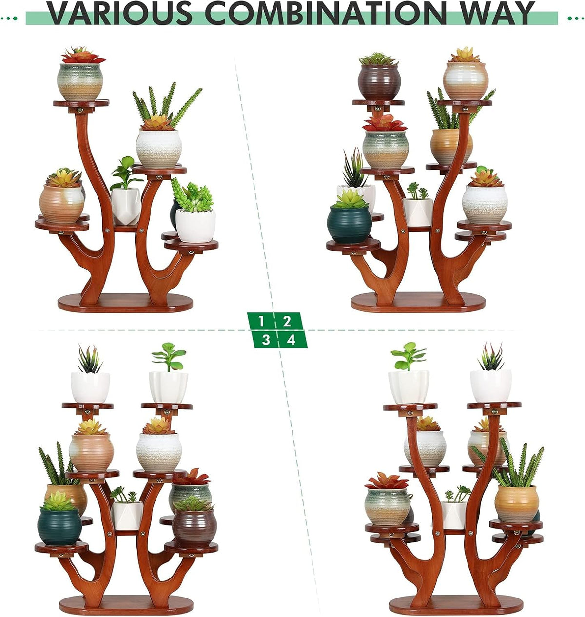 9 Tier Bamboo Plant Stand Indoor, Windowsill Small Succulent Shelf