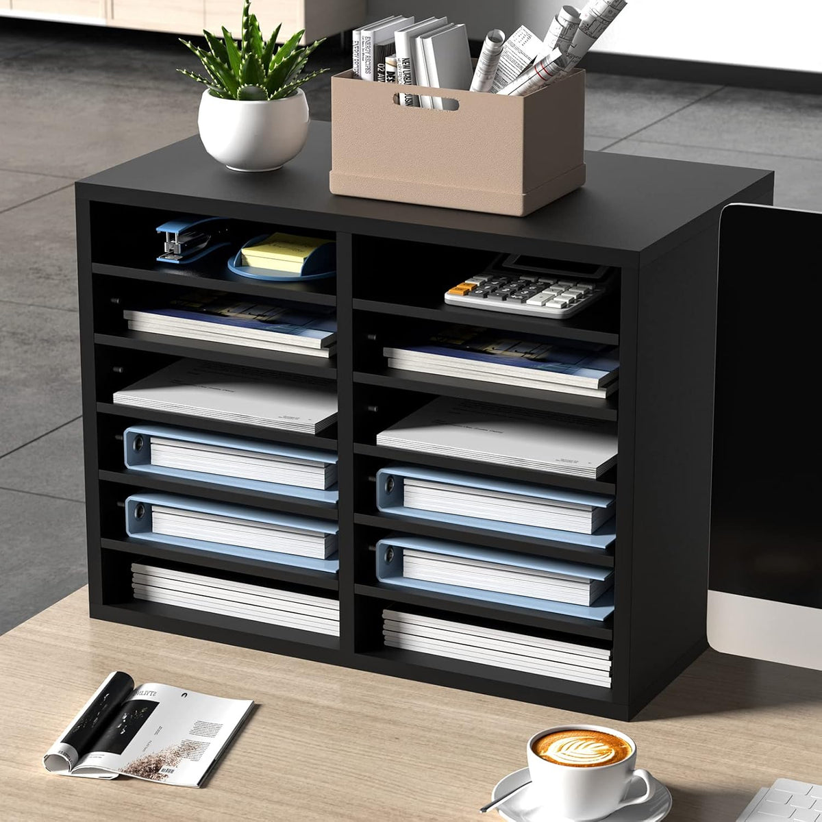 VEVOR Literature Organizers, 12 Compartments Office Mailbox with Adjustable S...