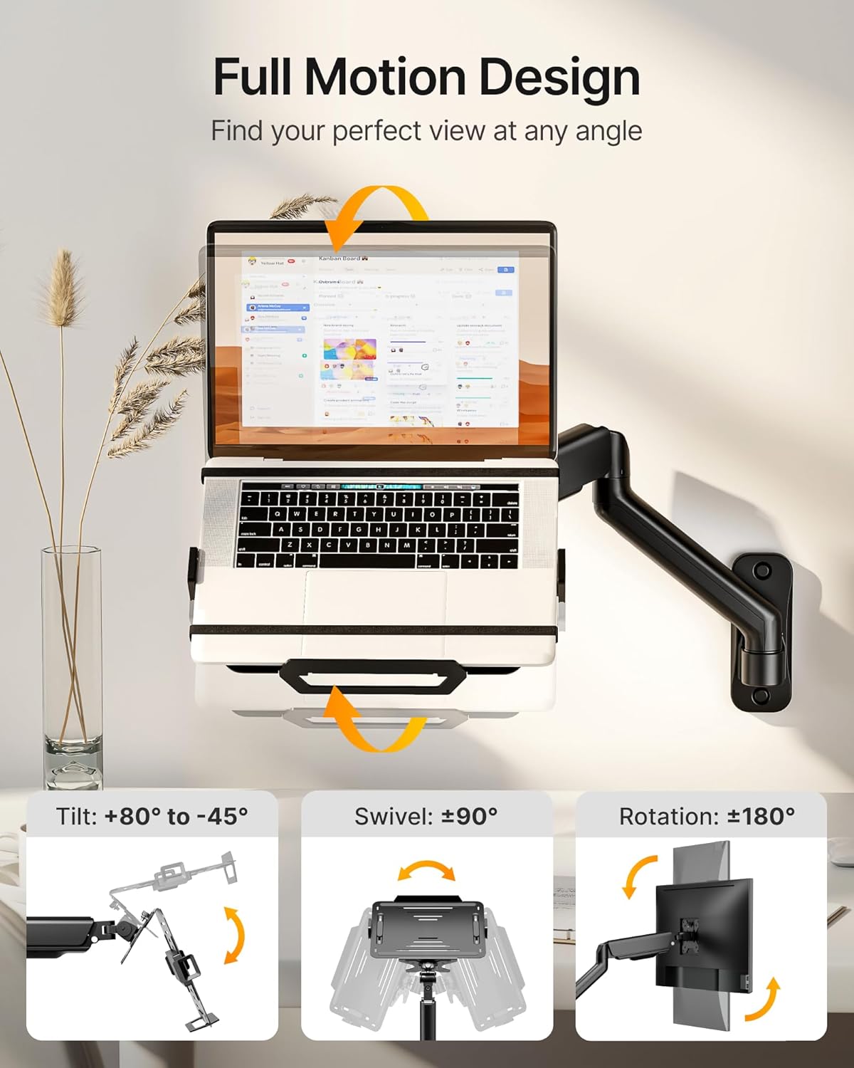 monTEK 2-in-1 Laptop Wall Mount, Fits 12–18" Laptops & 32" Moni...