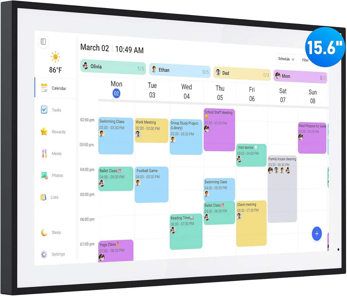 Digital Calendar, 15.6 Inch Wall Planner Electronic Calendar & Chore Char...