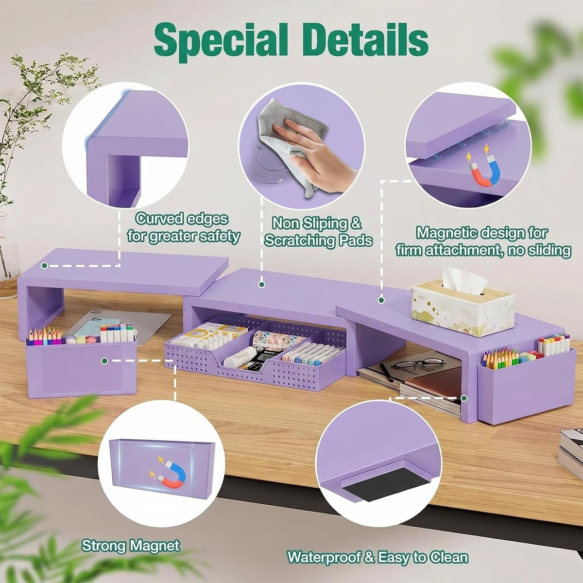 OPNICE Desk Organizer and Accessories, Computer Monitor Stand Riser with Draw...
