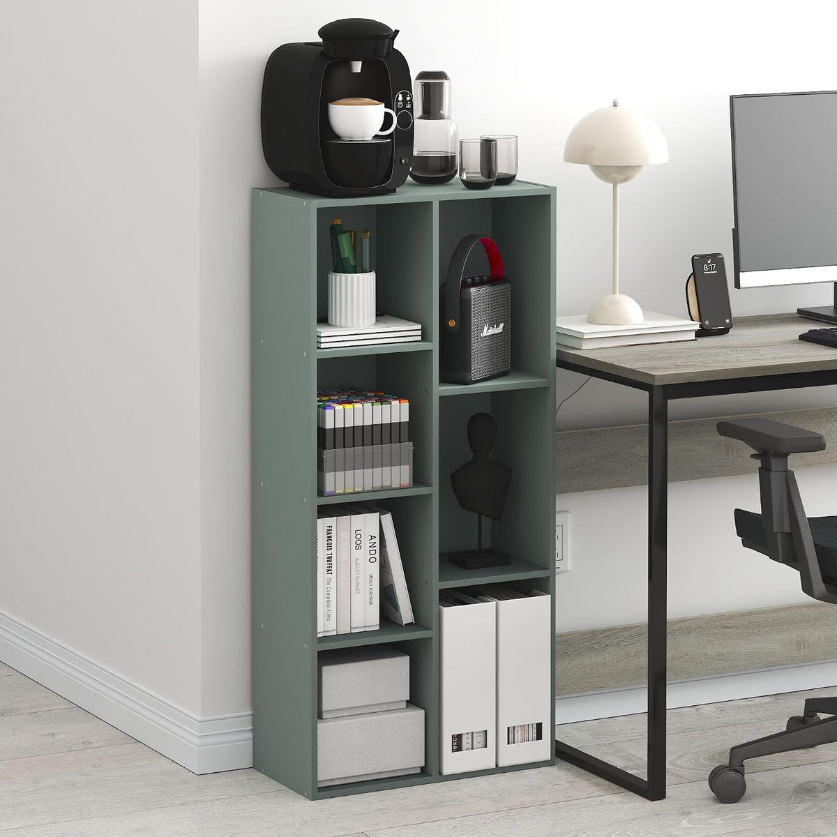 Furinno LUDER Book Shelf, 7-Cube Bookshelf, Bookcase with Open Shelves, 9.4 x...