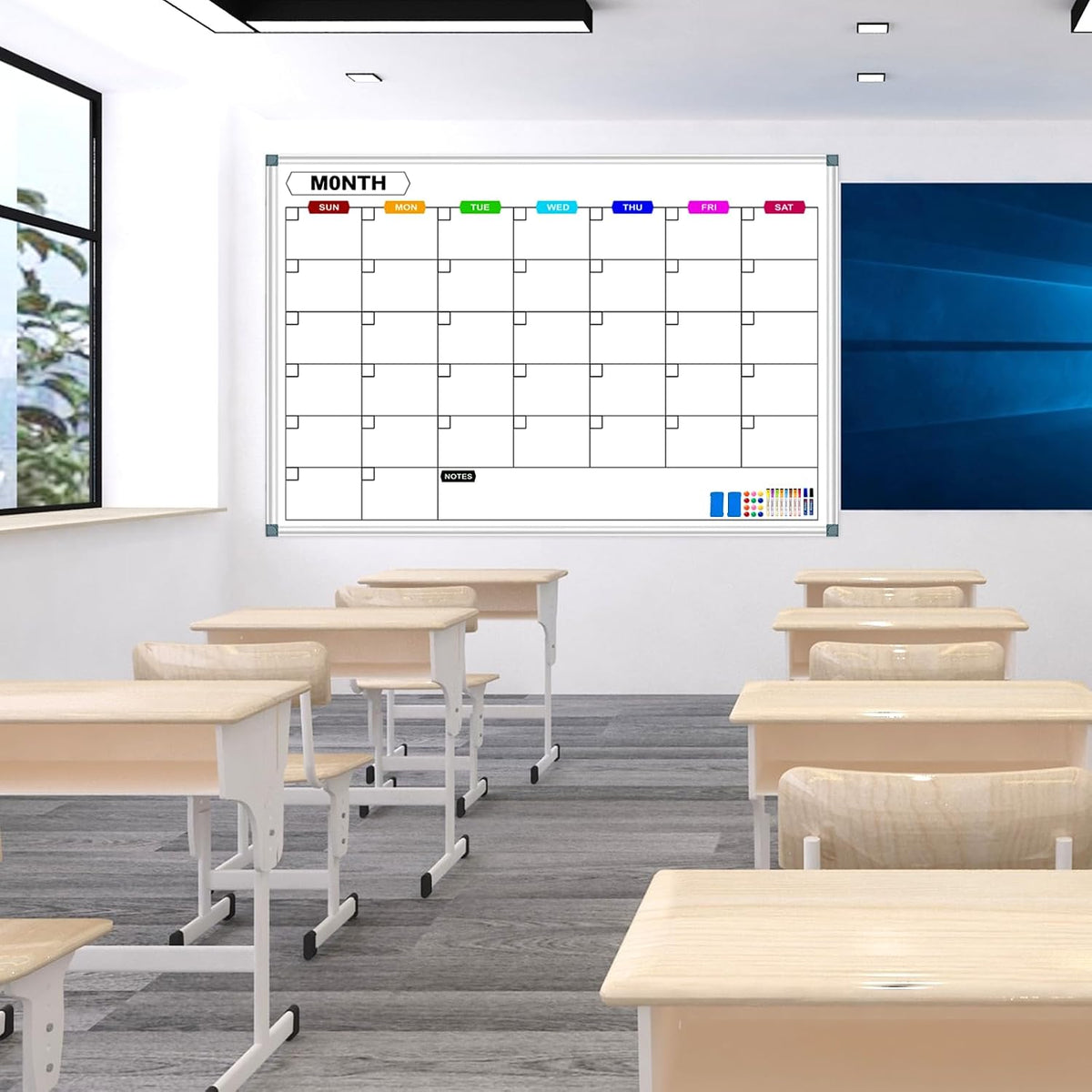 Big Magnetic Calendar Whiteboard for Wall, 60 X 40 Inch