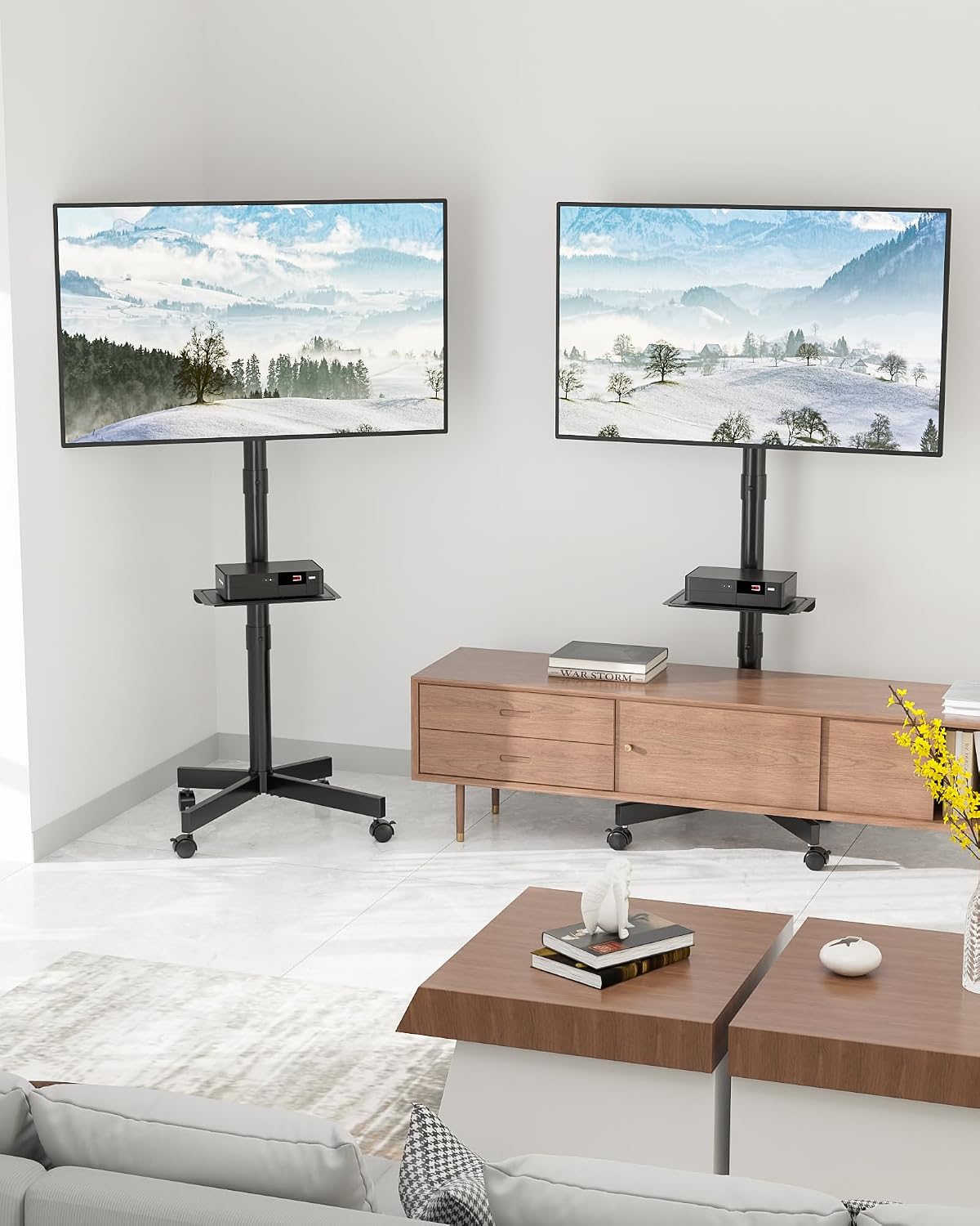 BONTEC Rolling TV Stand with Tilt,Mobile TV Stand Wheels for 23–65 Inch TVs