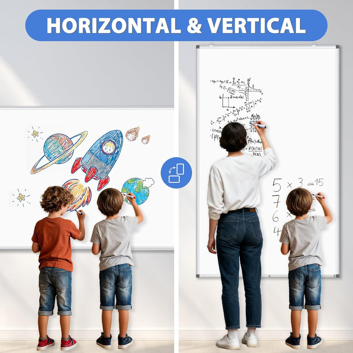 Double-Sided White Board Dry Erase Magnetic Whiteboard Wall 72x40 Large