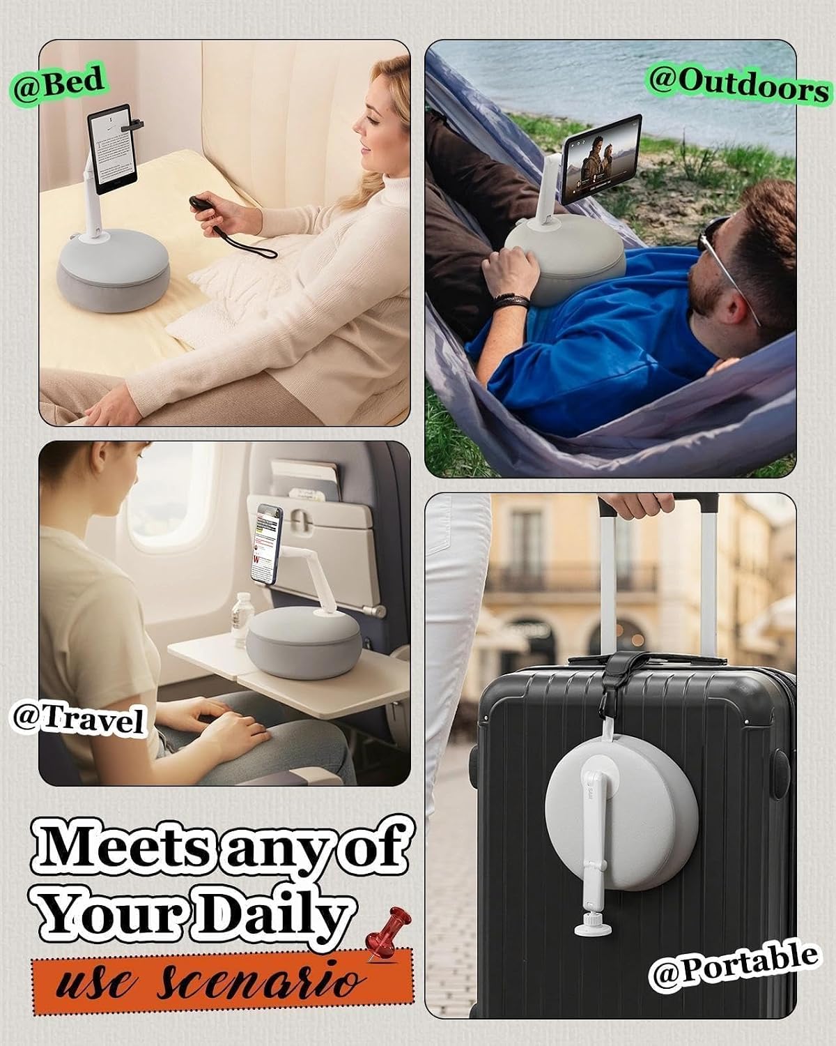 SAIJI【Magnetic】Cell Phone Stand for Bed-Mini Kindle Pillow Holder With Elevat...
