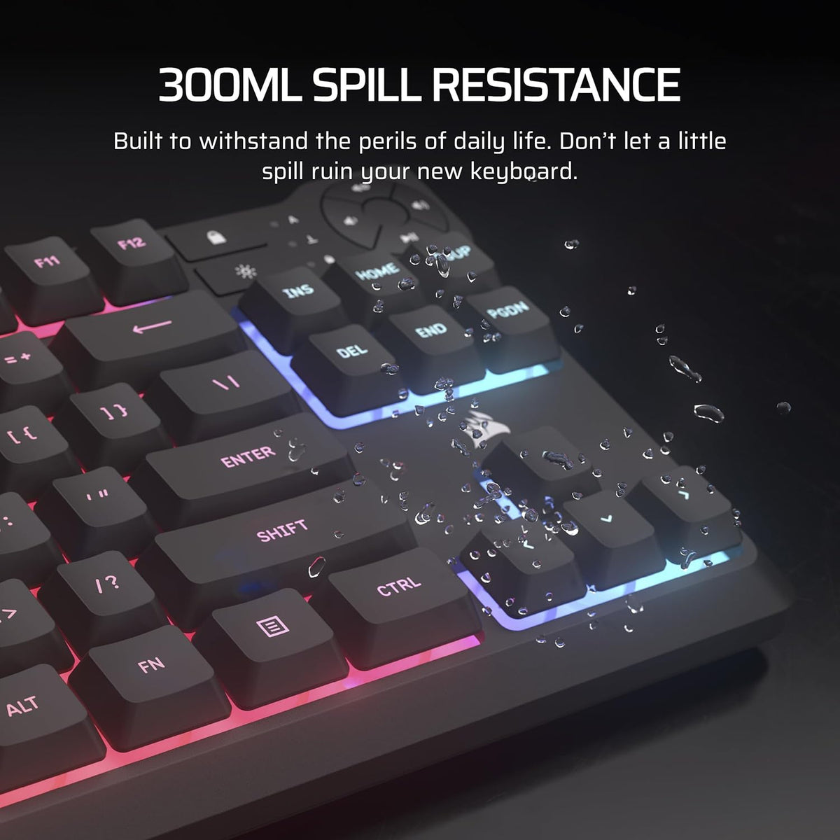 Corsair K55 CORE TKL RGB Gaming Keyboard – Tenkeyless, 8-Zone RGB, Quiet Memb...