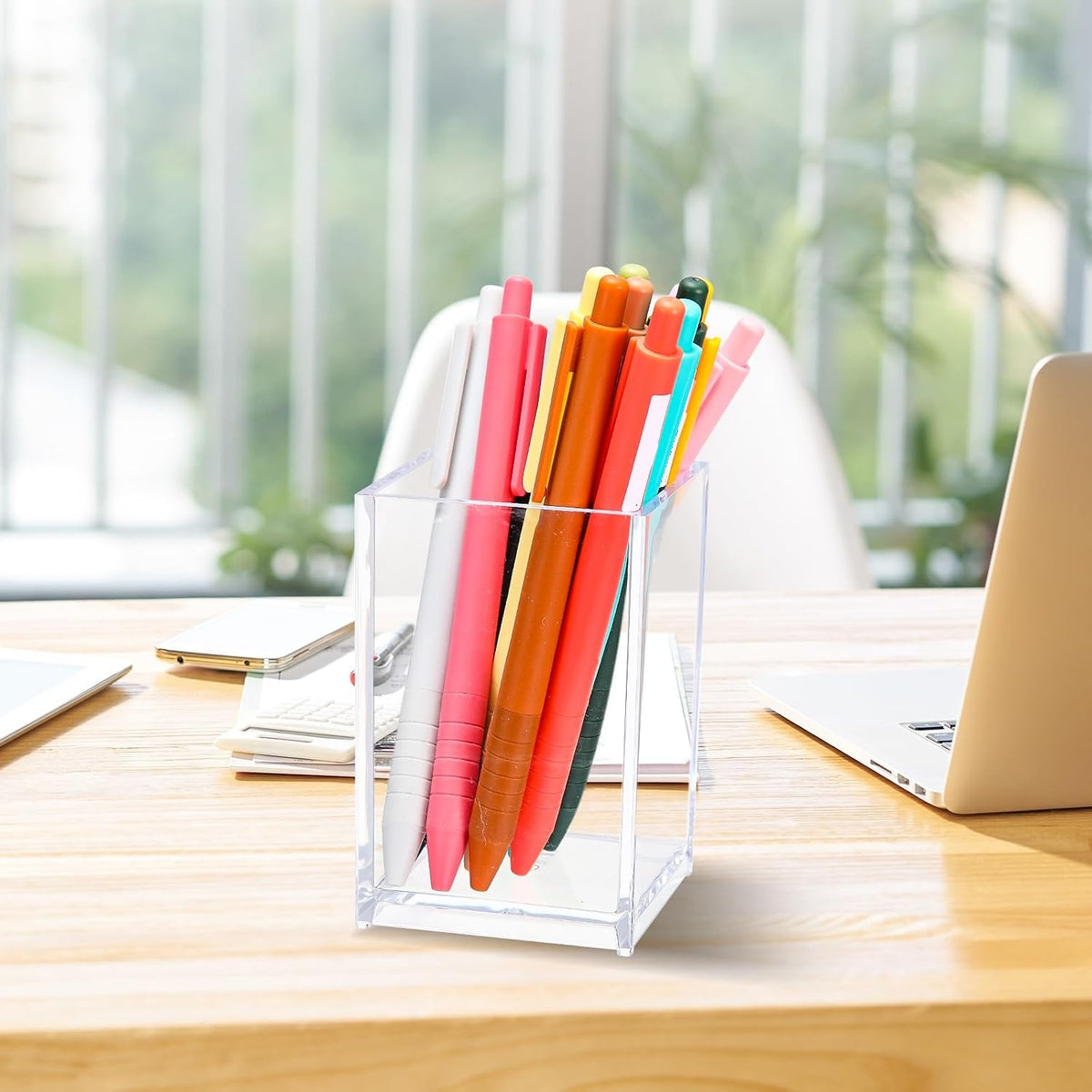 Crtiin 20 Pcs Acrylic Pen Holder Pencil Cup Desk Organizer, Clear