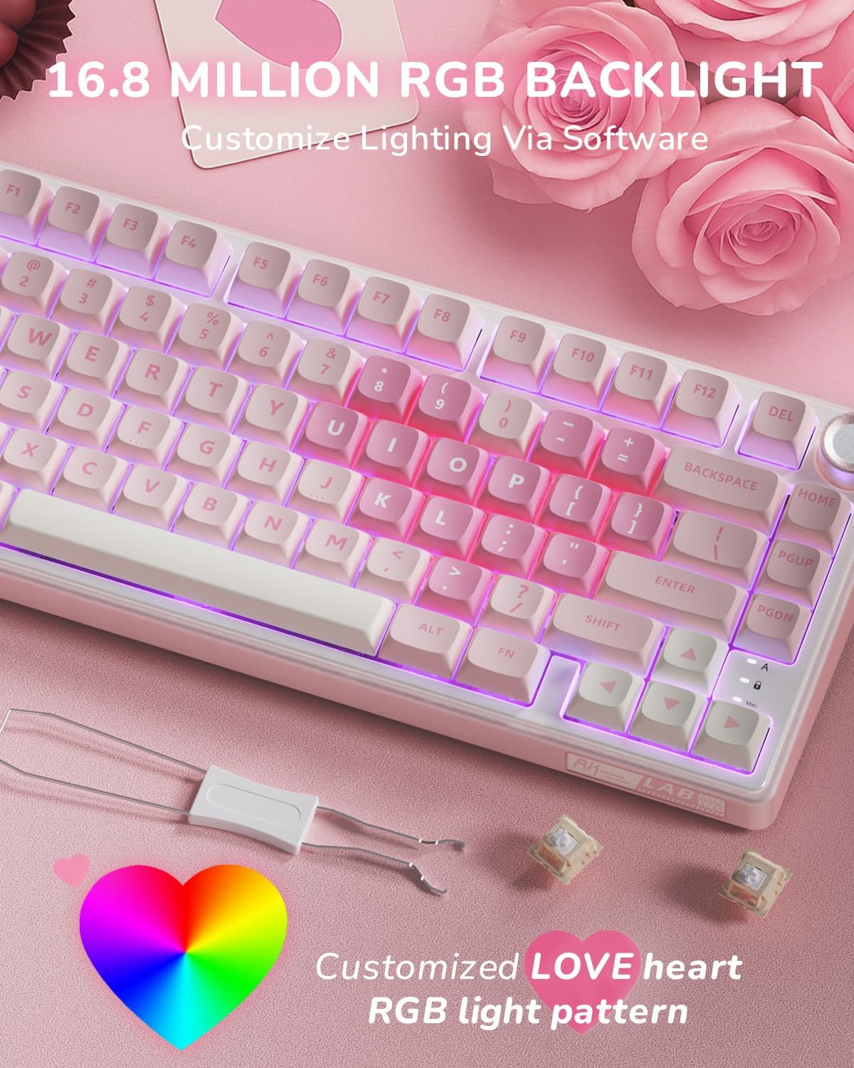 RK ROYAL KLUDGE R75 Mechanical Keyboard Wired with Volume Knob, 75% Keyboard ...