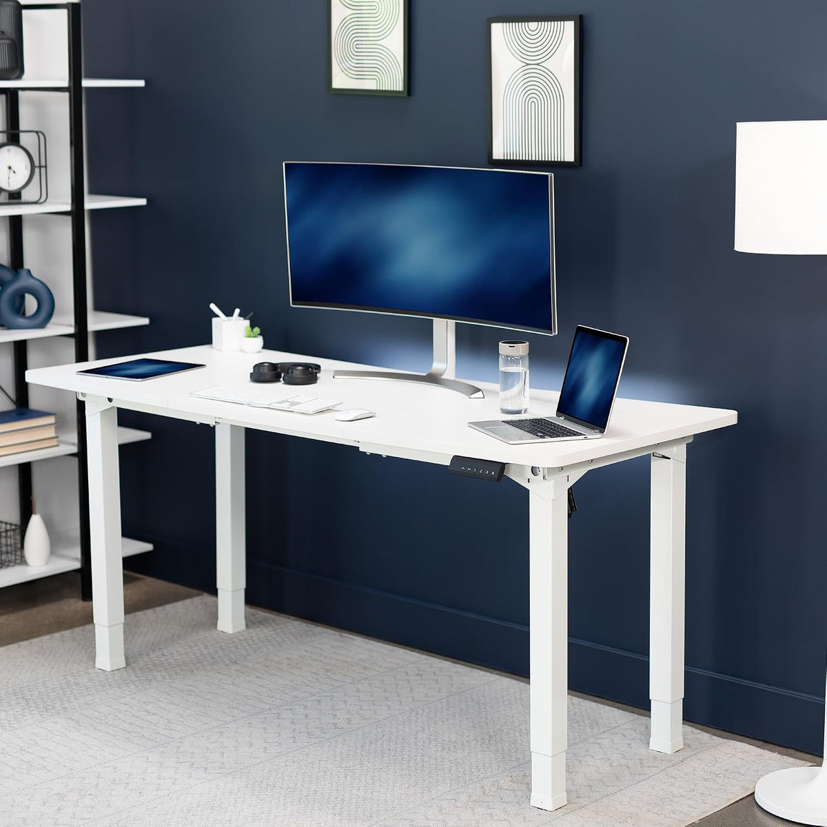 VIVO White 4-Leg Dual Motor Standing Desk Frame, DESK-E4W