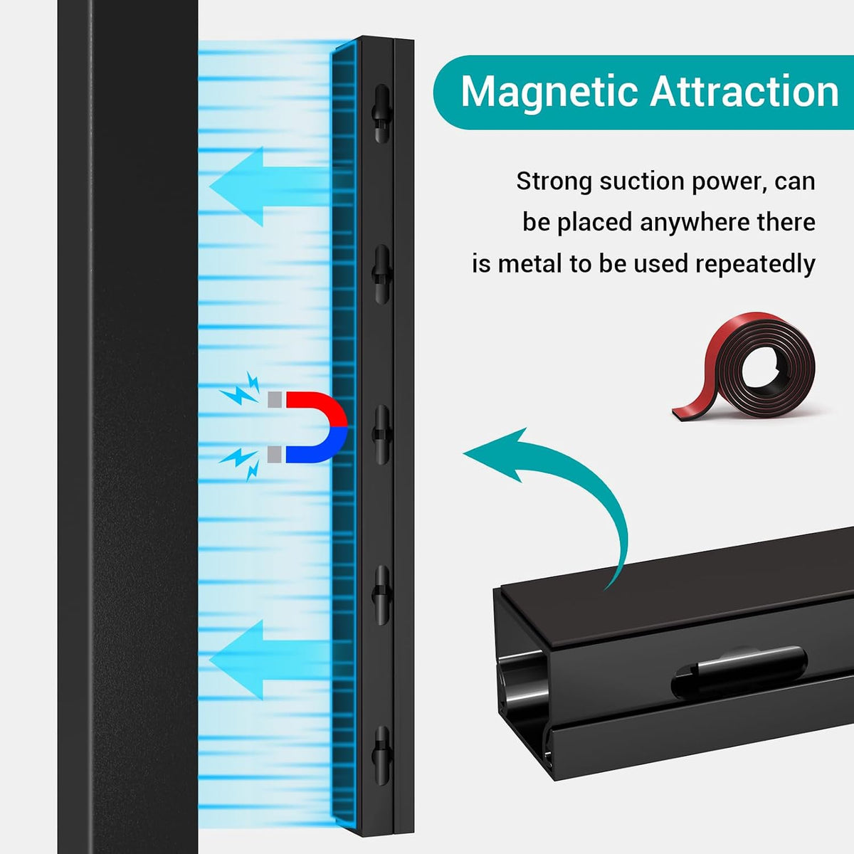 Cable Raceway - Magnetic Cable Management Under Desk with Upgraded Aesthetic ...