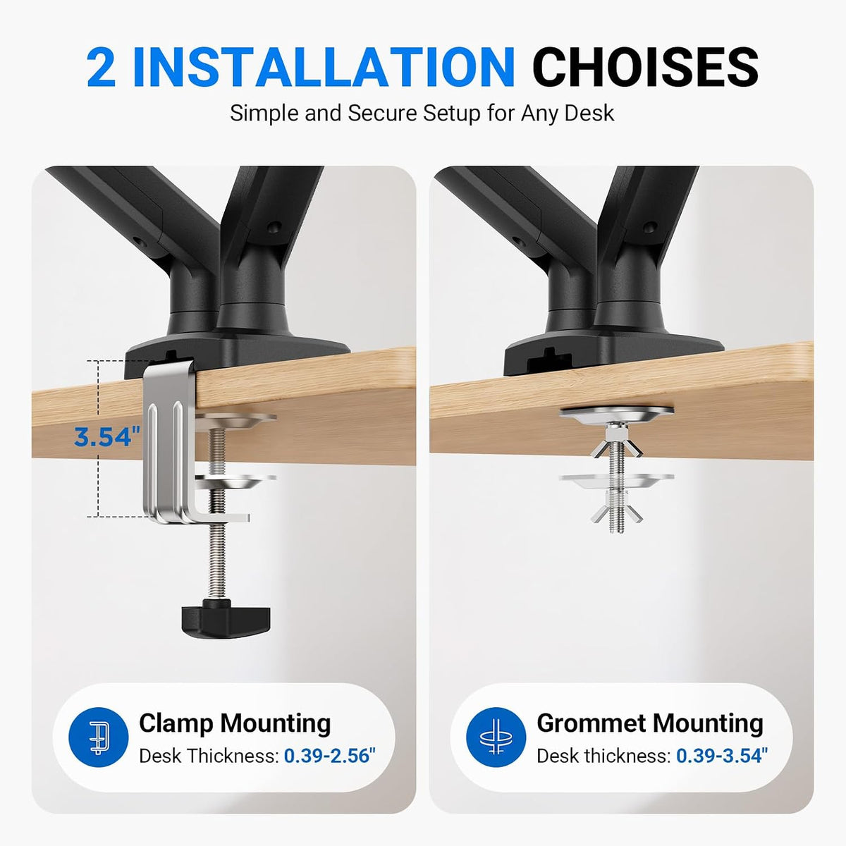 GRIFEMA Gas Spring Monitor Mount for 13-32″, Dual Monitor Arm, Easy Install