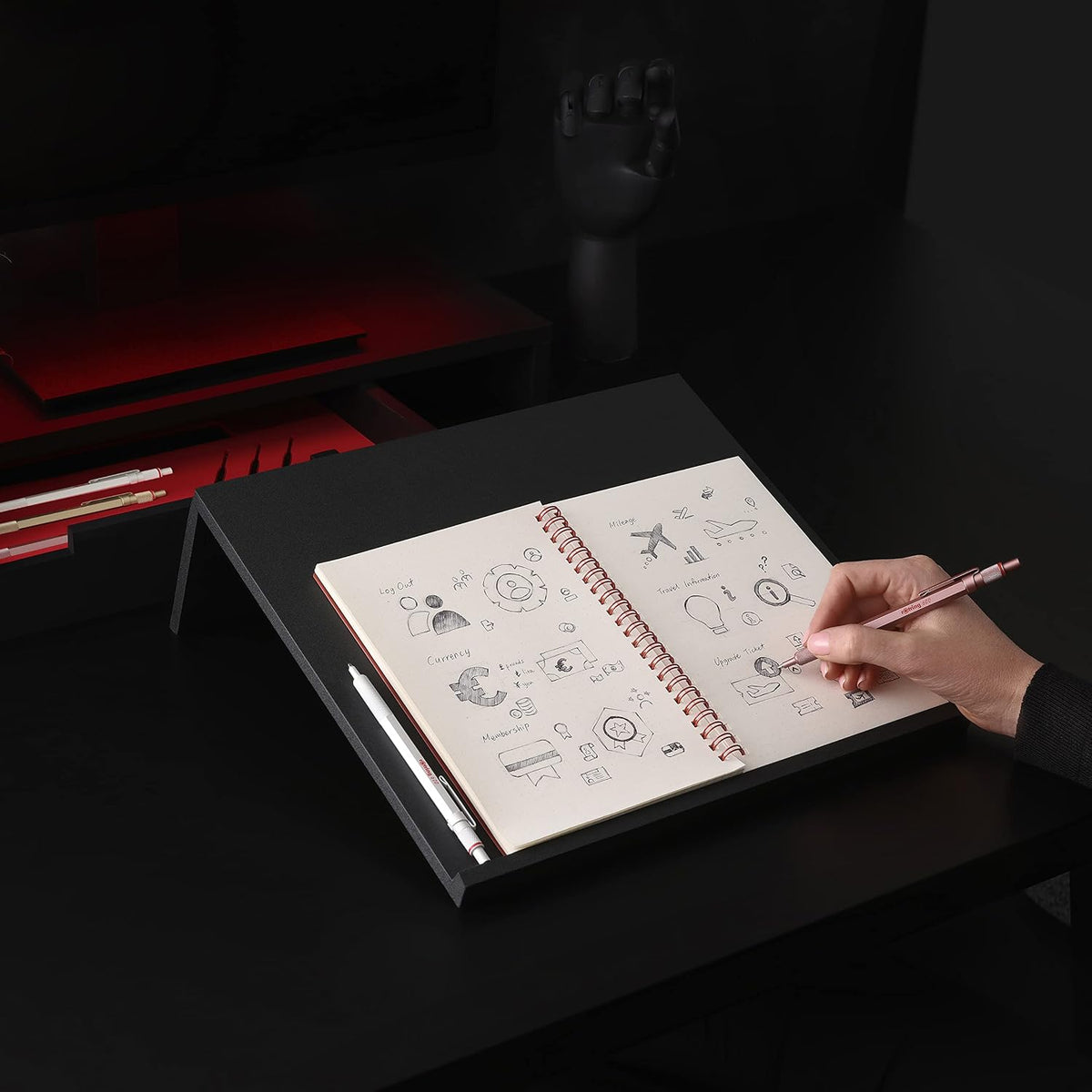 Rotring 600 Metallic Ballpoint Pen Medium Point Black Ink Gold Barrel Refilla...
