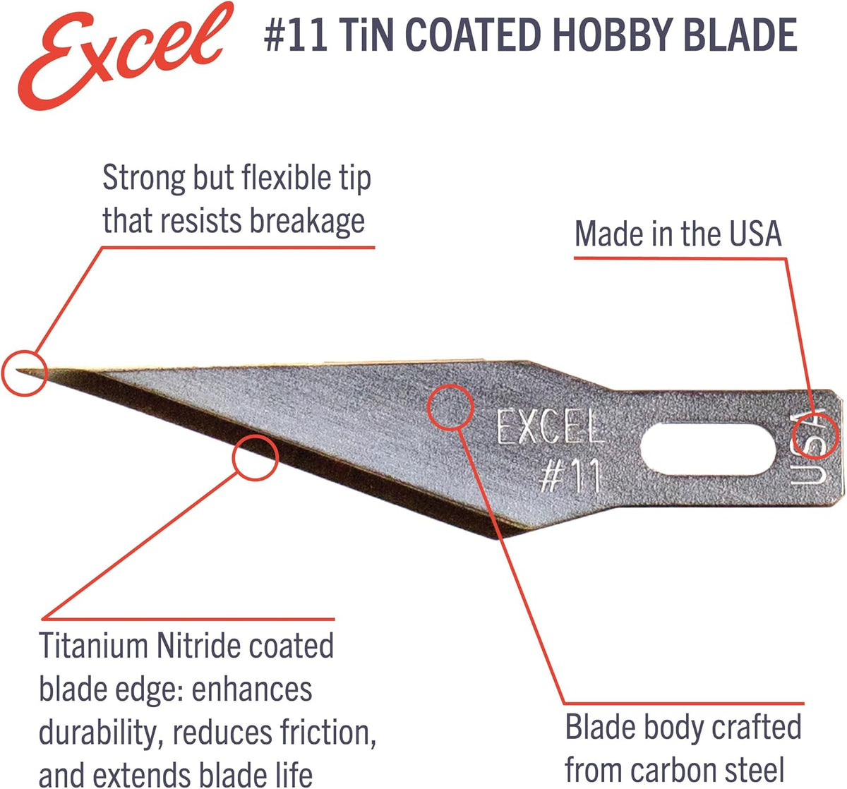 Excel Blades #11 Titanium Nitride Hobby Blades, 100-Pack, Carbon Steel