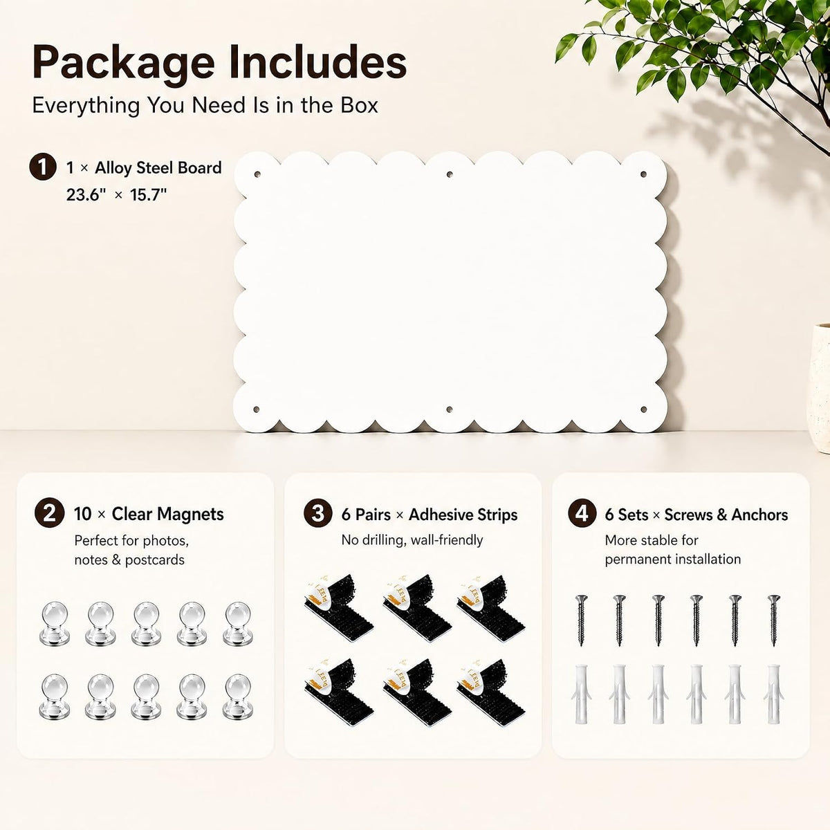 Magnetic Board for Wall,23.6" x 15.7" Decorative Metal Display Boar...