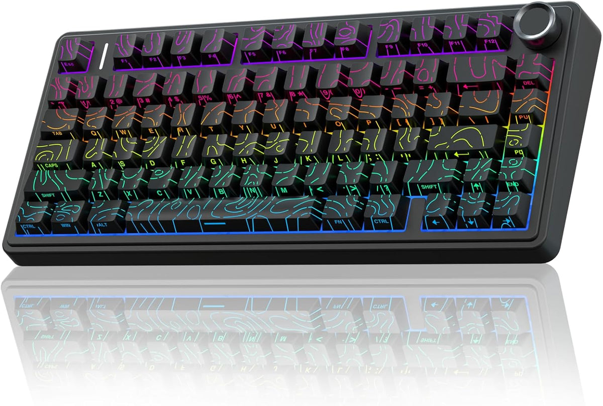 AULA F75 Pro Wireless Mechanical Keyboard with Knob,75% Hot Swappable Custom ...