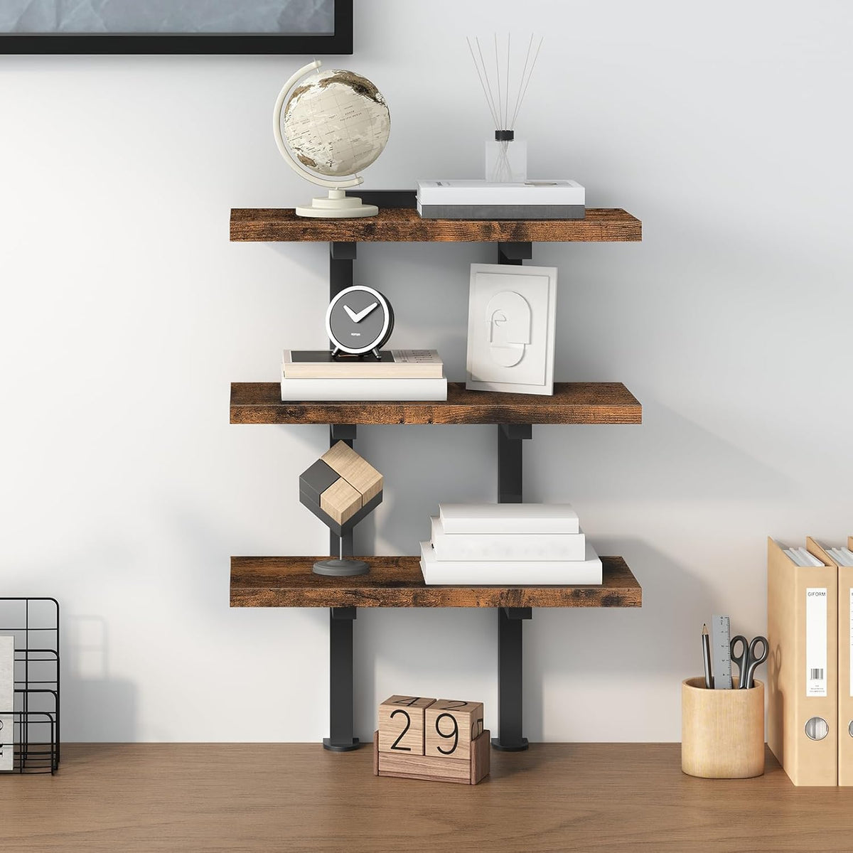 MAHANCRIS Clamp On Desk Organizer, 3-Tier Desktop Bookshelf, Adjustable Desk ...