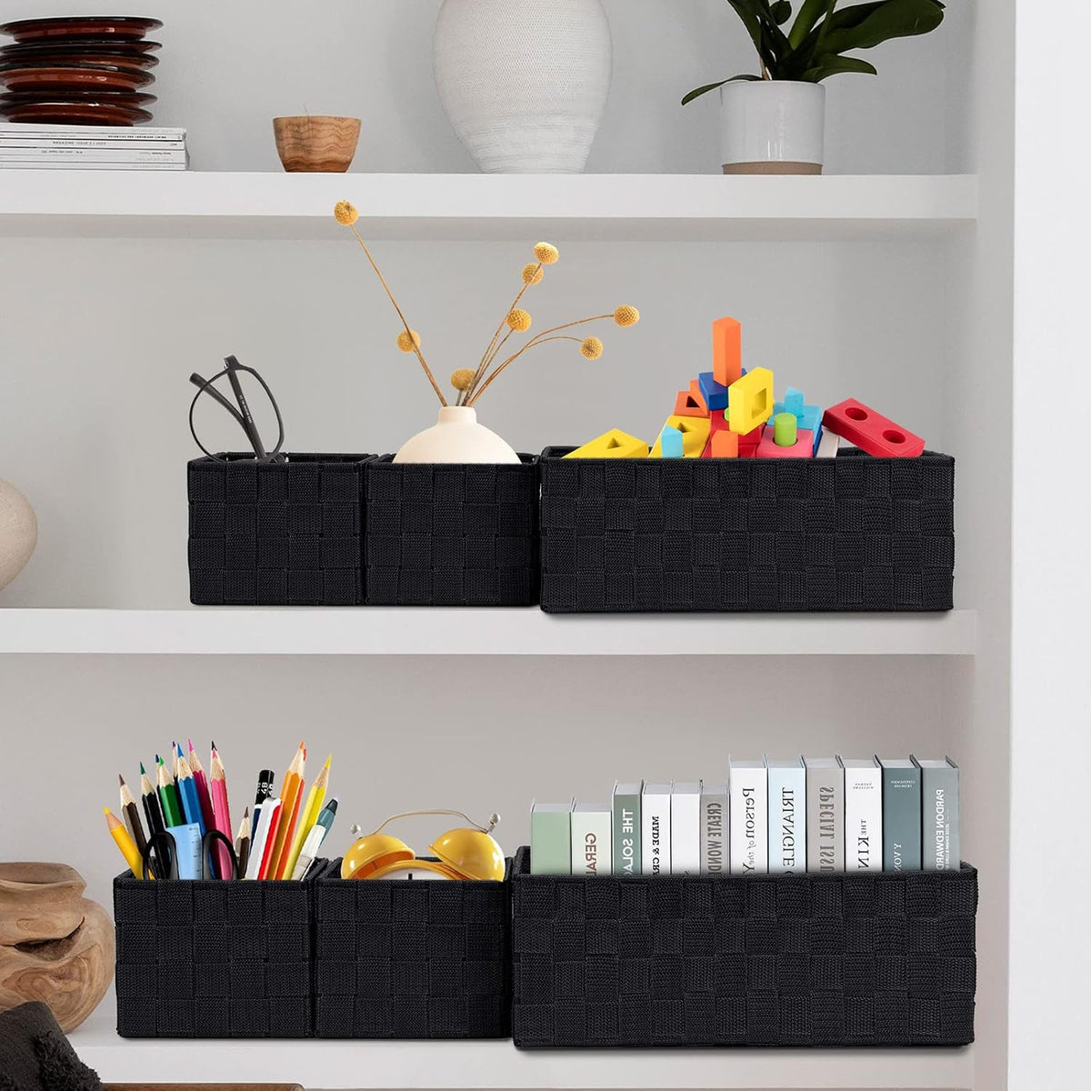 Posprica Woven Storage Baskets for Organizing 6 Pack, Large&Small Storage...
