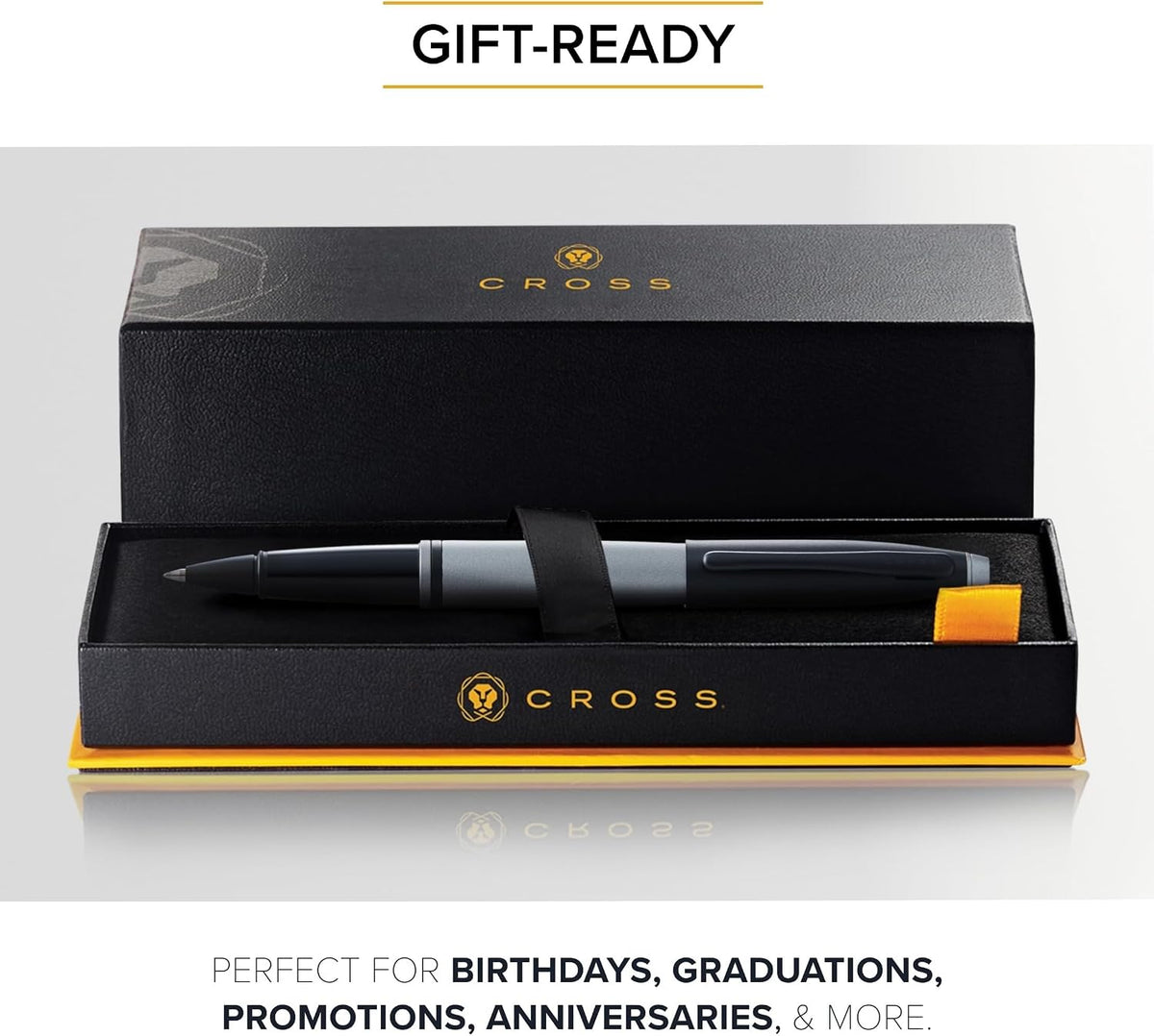 Cross Calais Rollerball Pen, Matte Gray & Black, Medium Point, Black Ink