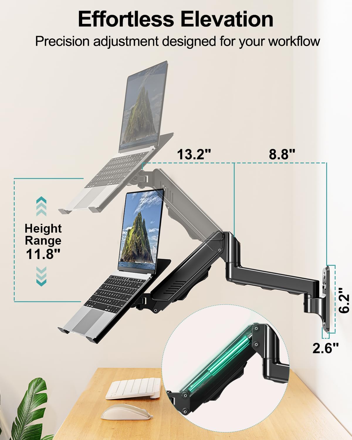 MOUNT PRO Laptop Wall Mount, 2-in-1 Monitor Wall Mount with Vented Tray for 1...