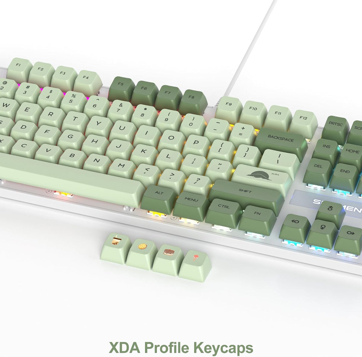Fogruaden Mechanical Keyboard, Green Matcha, Wired USB 104 Key RGB Backlit Ga...