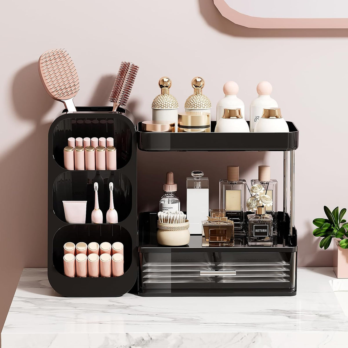 UFORU Makeup Organizer Countertop with Brush Holder for Vanity Bathroom