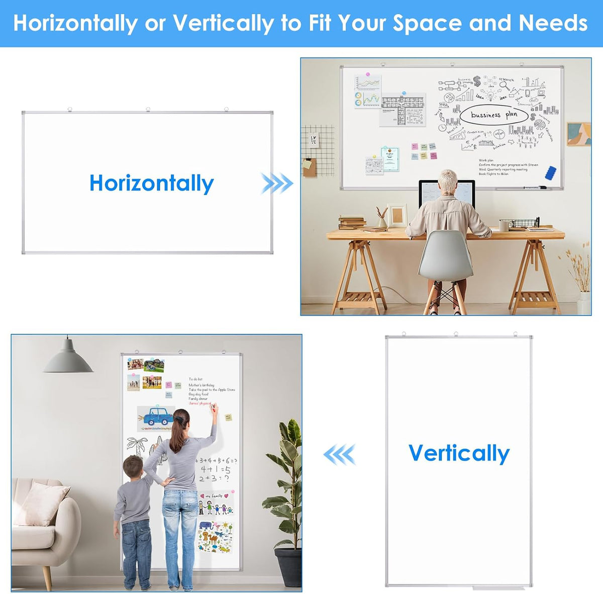 Maxtek White Board Dry Erase 72x40, Large Magnetic Whiteboard for Wall