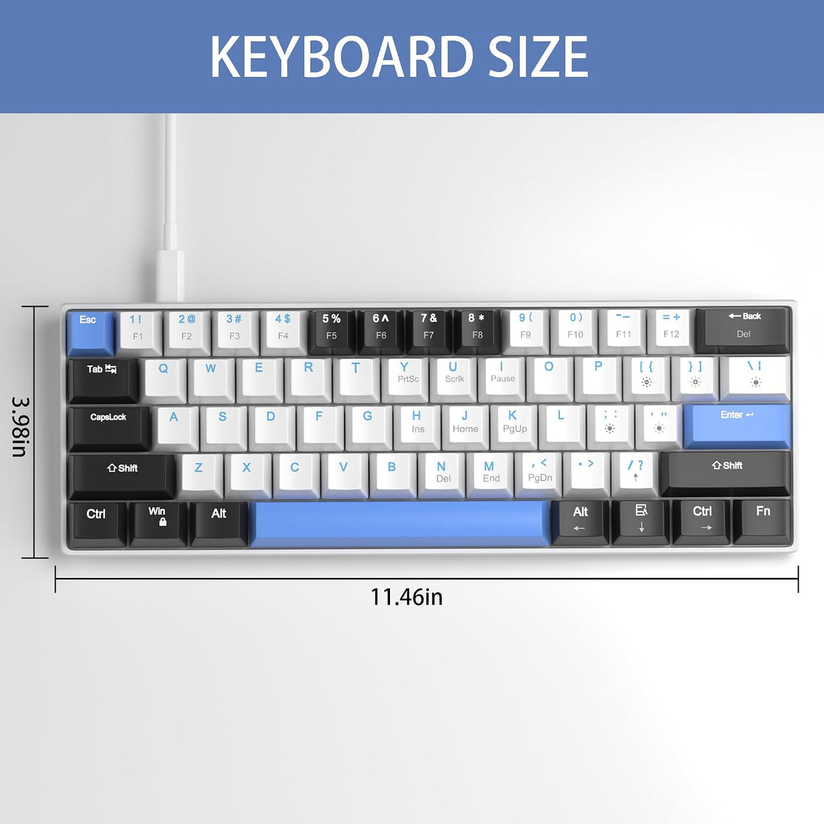 Camiysn 60% Mechanical Gaming Keyboard,Mixed Color Keycaps Gaming Keyboard wi...