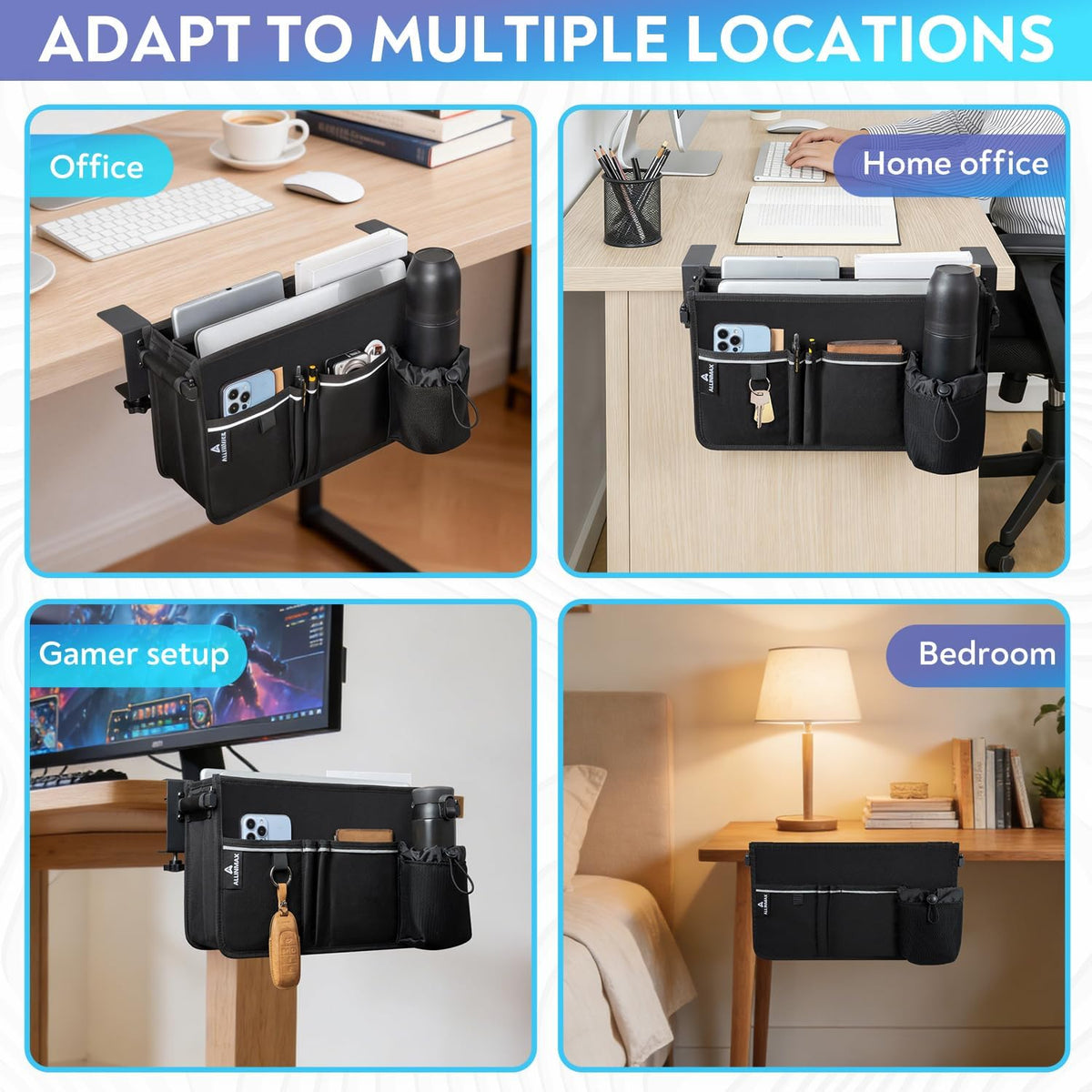 Side Desk Laptop Holder for Up to 3 Laptops, Side Desk Organizer with Adjusta...
