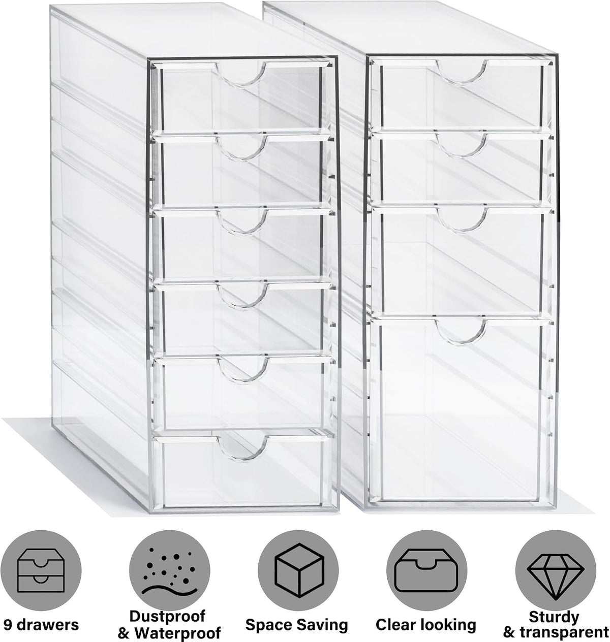 Prsildan Hair Accessories Organizer Acrylic Drawer with 10 Drawers