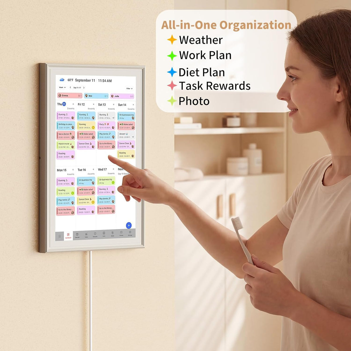Digital Calendar, Electronic Calendar with 15.6-inch Touch Screen,32GB Smart ...