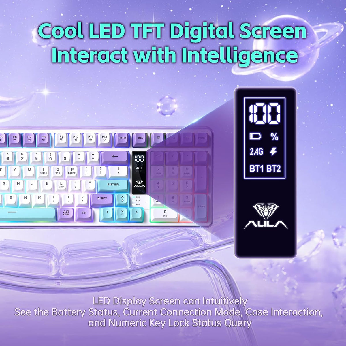 Aula S99pro V2 Full Size Gaming Keyboard,Wireless Creamy Membrane Keyboard